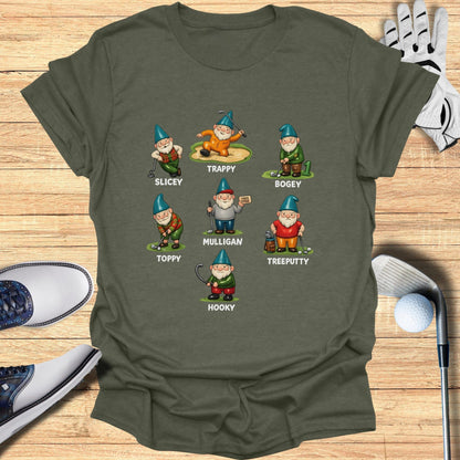 Funny Golfing Gnomes Graphic Tee T-shirt