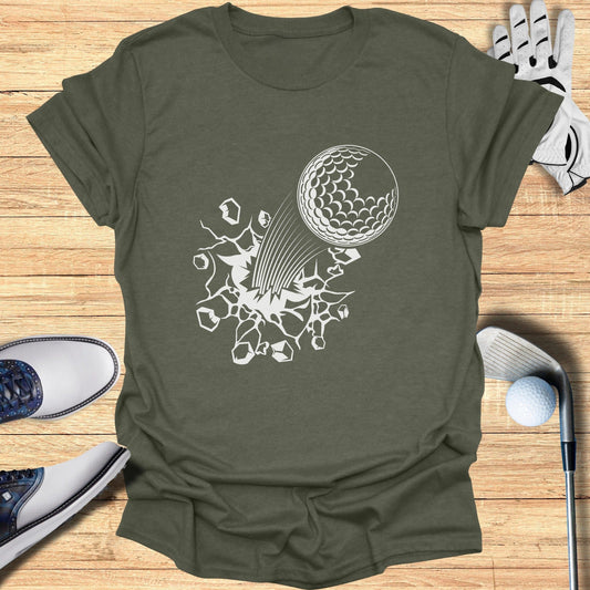 Golf Ball Crashing Through Ground T-shirt