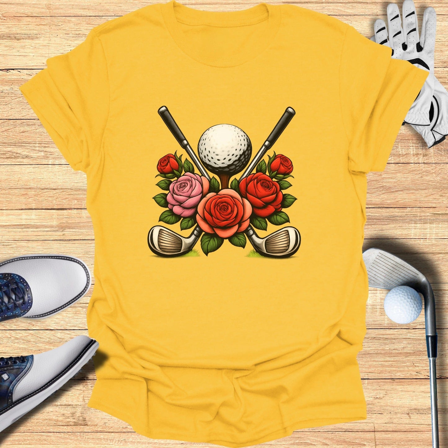 Floral Golf Clubs and Ball Graphic T-Shirt Product