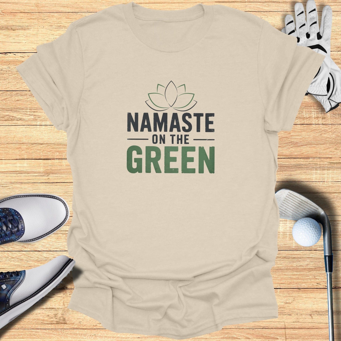 Namaste On The Green T-Shirt - Funny Golf Tee by Swing Epic