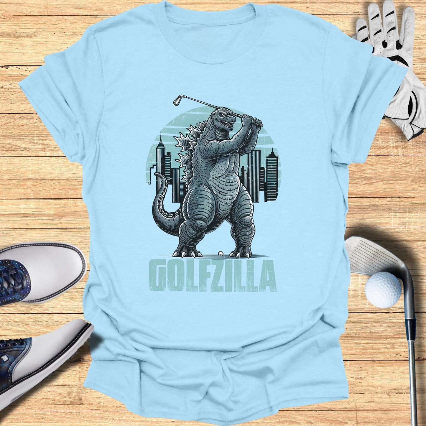 Golfzilla Hitting The Ball Parody Graphic T-shirt
