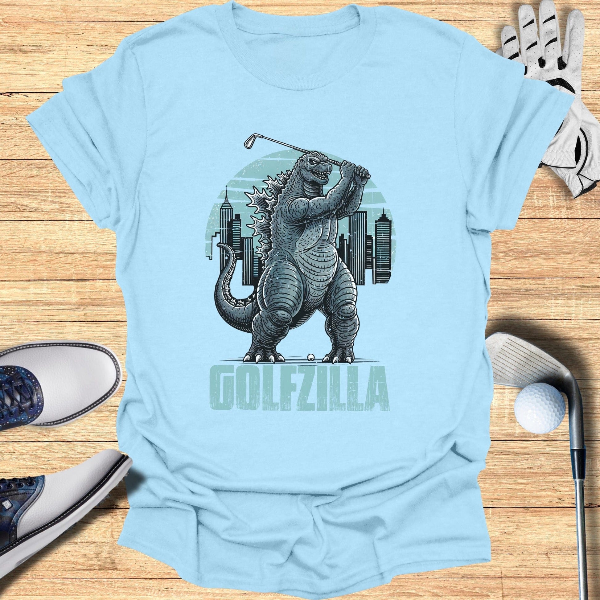 Golfzilla Hitting The Ball Parody Graphic T-shirt