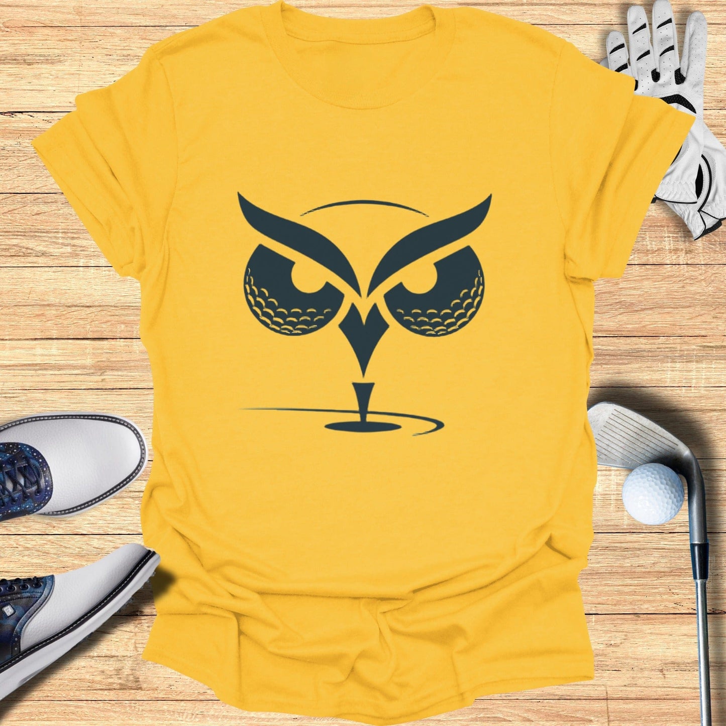 Golf Themed Owl Design Yellow Tee