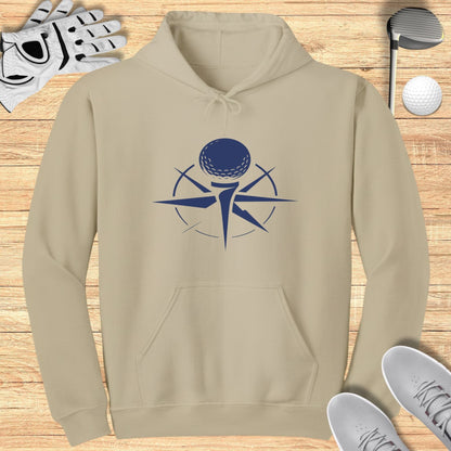 Stylish Beige Hoodie with Blue Golf Ball Design