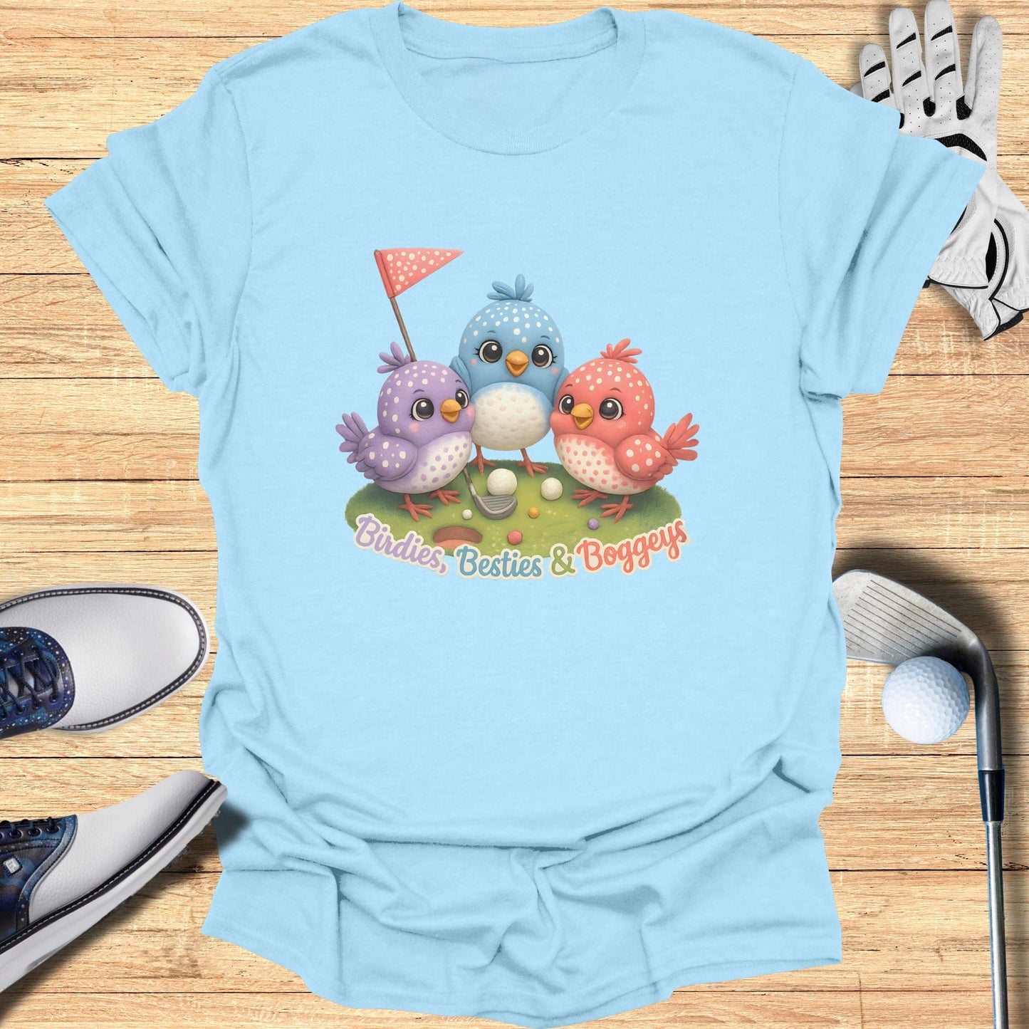 Birdies Besties & Bogeys Three Cute Birds Golf Shirt