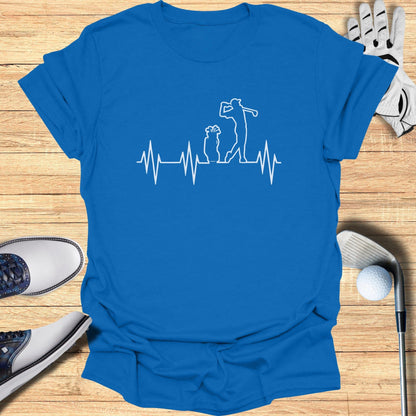 Golfer With Heartbeat Graphic Cool Blue T-shirt