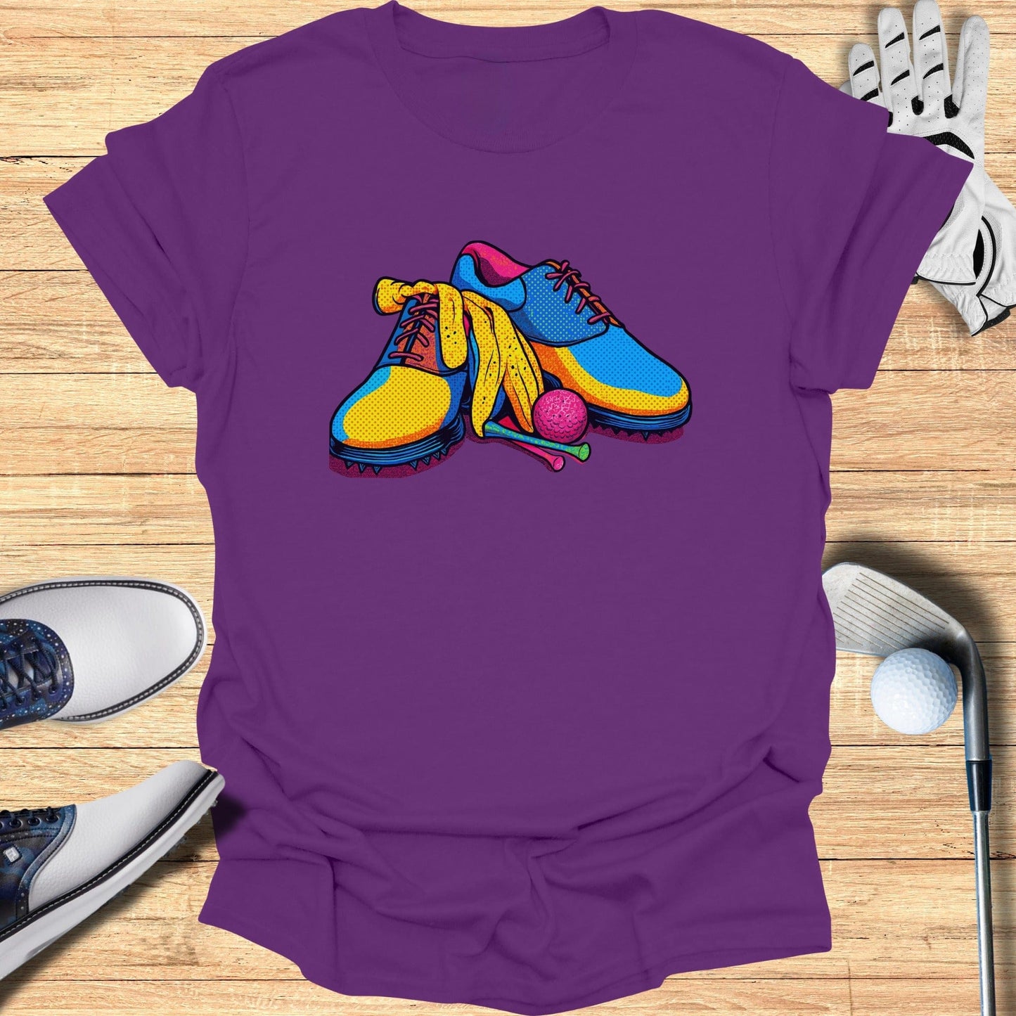 Colorful Golf Shoes and Ball Graphic T-Shirt