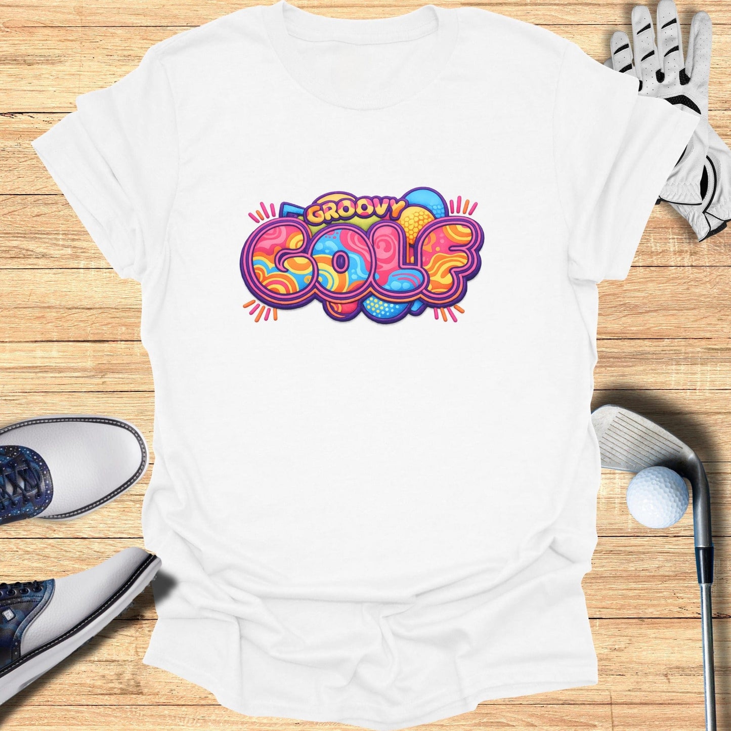 Groovy Golf Colorful Graphic Tee Shirt for Summer Fun