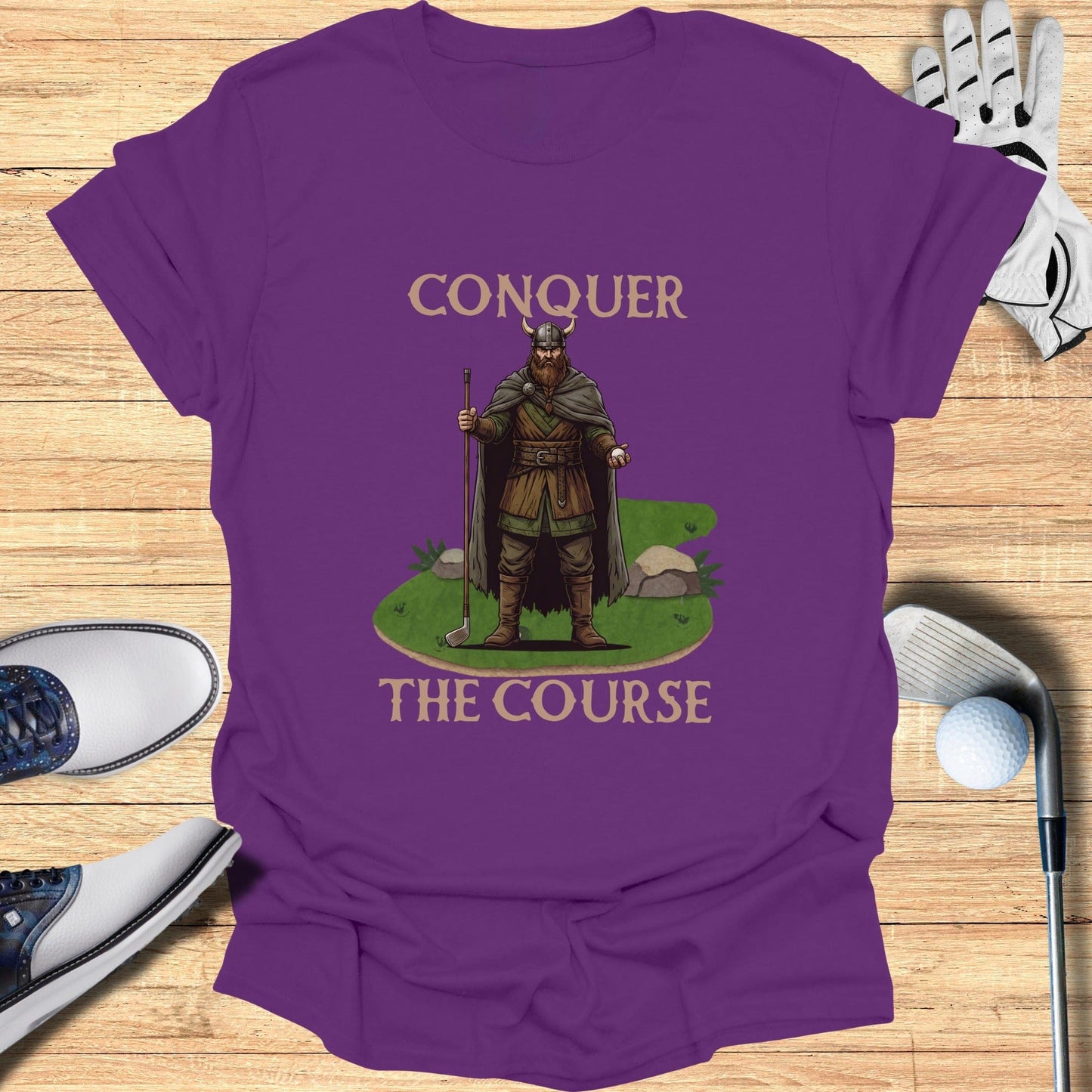 Conquer the Course Viking Golfer Graphic T-Shirt