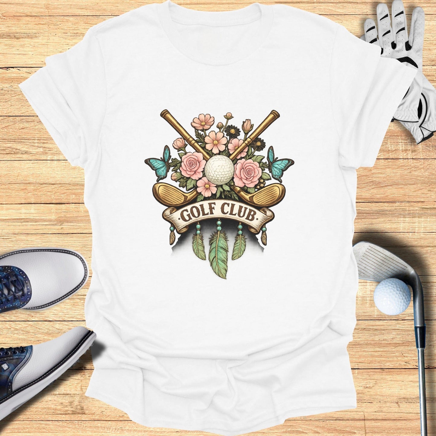 Golf Club Floral Design Men's White T-Shirt