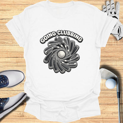 Going Clubbing Graphic Golf Themed White Shirt