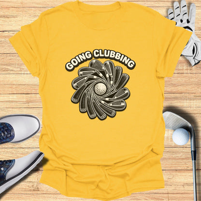 Going Clubbing Golf Club Spiral Graphic Tee Shirt