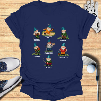 Fun Golf Gnomes Characters Illustrated T-shirt
