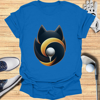 Stylish Blue T-Shirt with Unique Golf Cat Design
