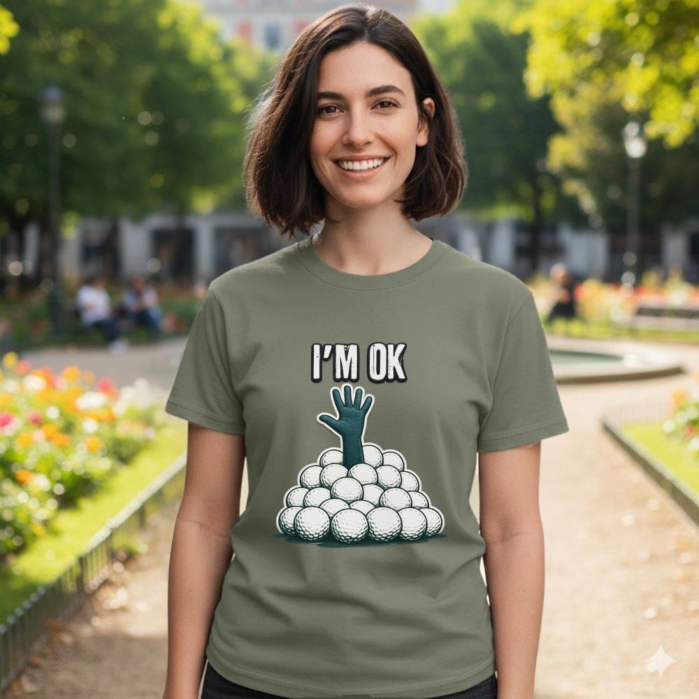 I'M OK Graphic Tee with Hand and Balls Design Shirt