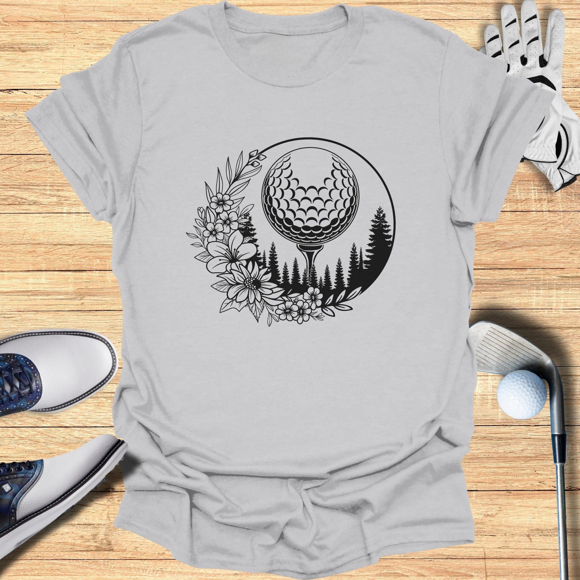 Moon and Flower Design Golf Themed Shirt