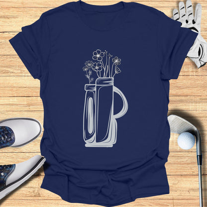 Golf Themed Shirt with Vase and Flowers Graphic