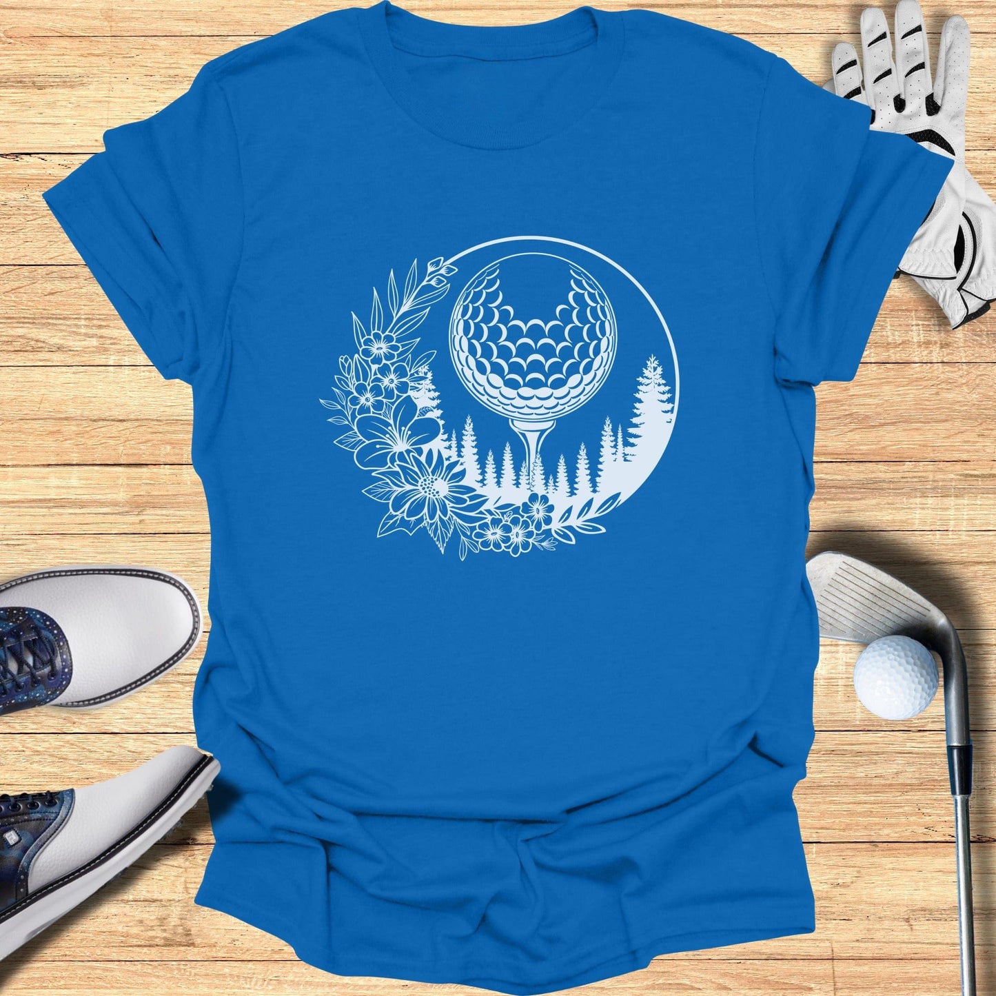 Golf Ball Scenic Design Blue T-Shirt Golf product