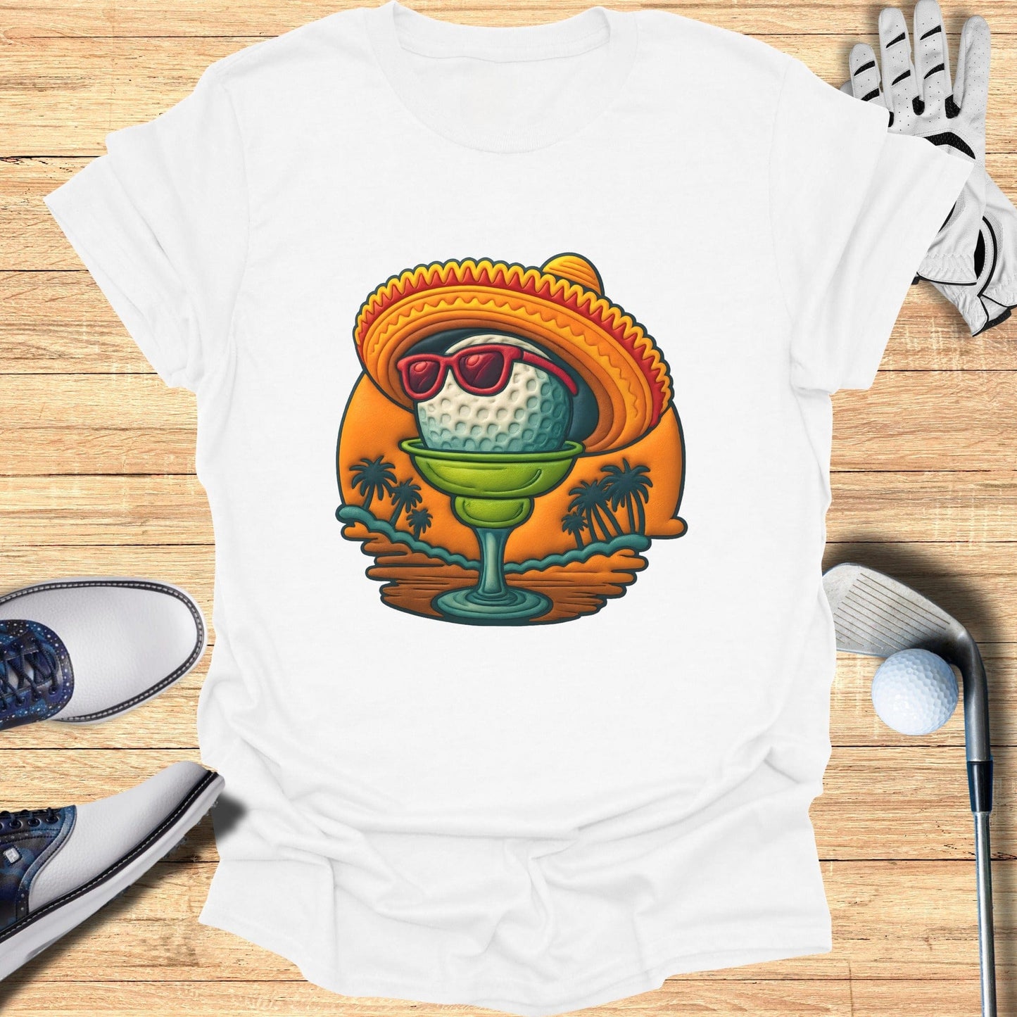 Golf Ball with Sombrero and Margarita T-Shirt