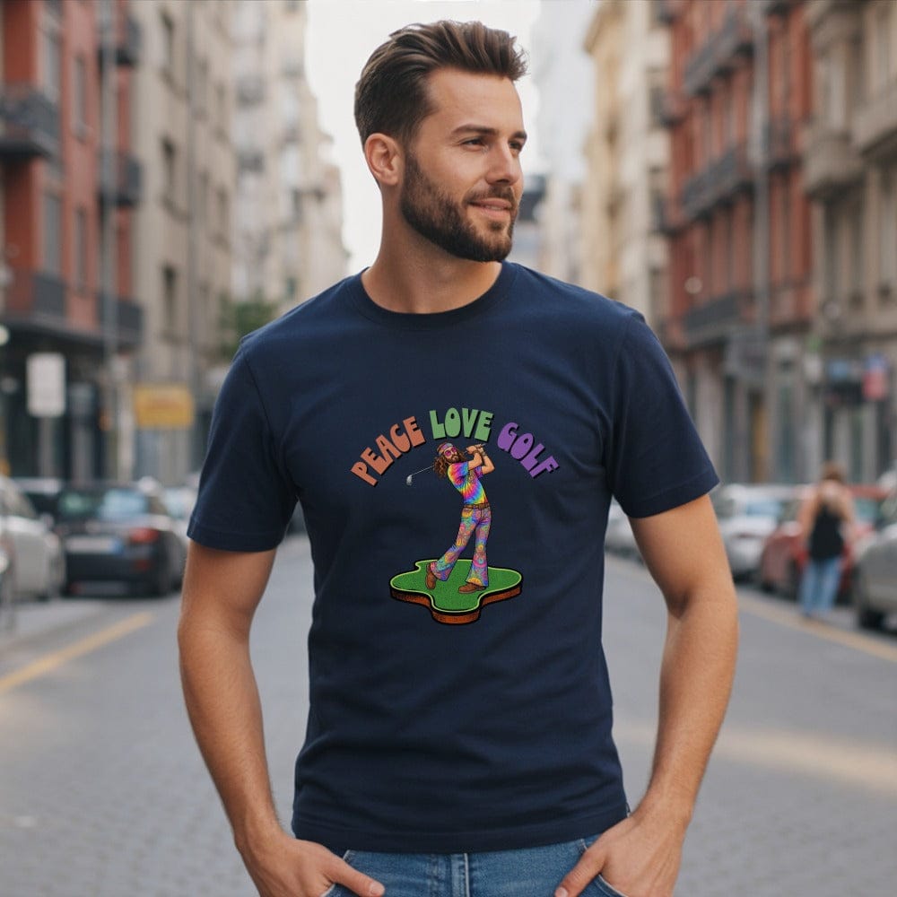Peace Love Golf Colorful Design T-Shirt