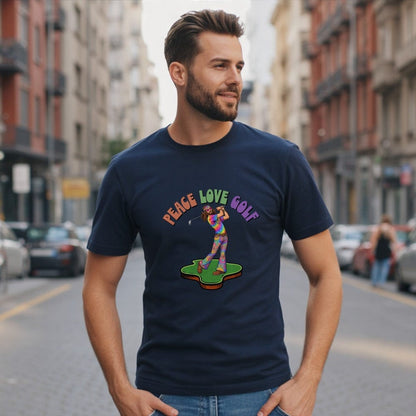 Peace Love Golf Colorful Design T-Shirt
