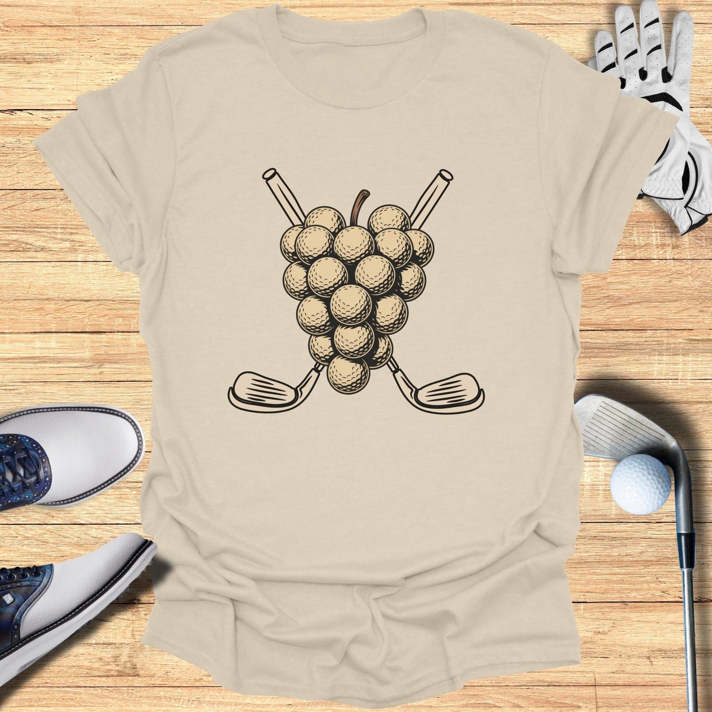 Unique Golf and Grapes Design T-Shirt