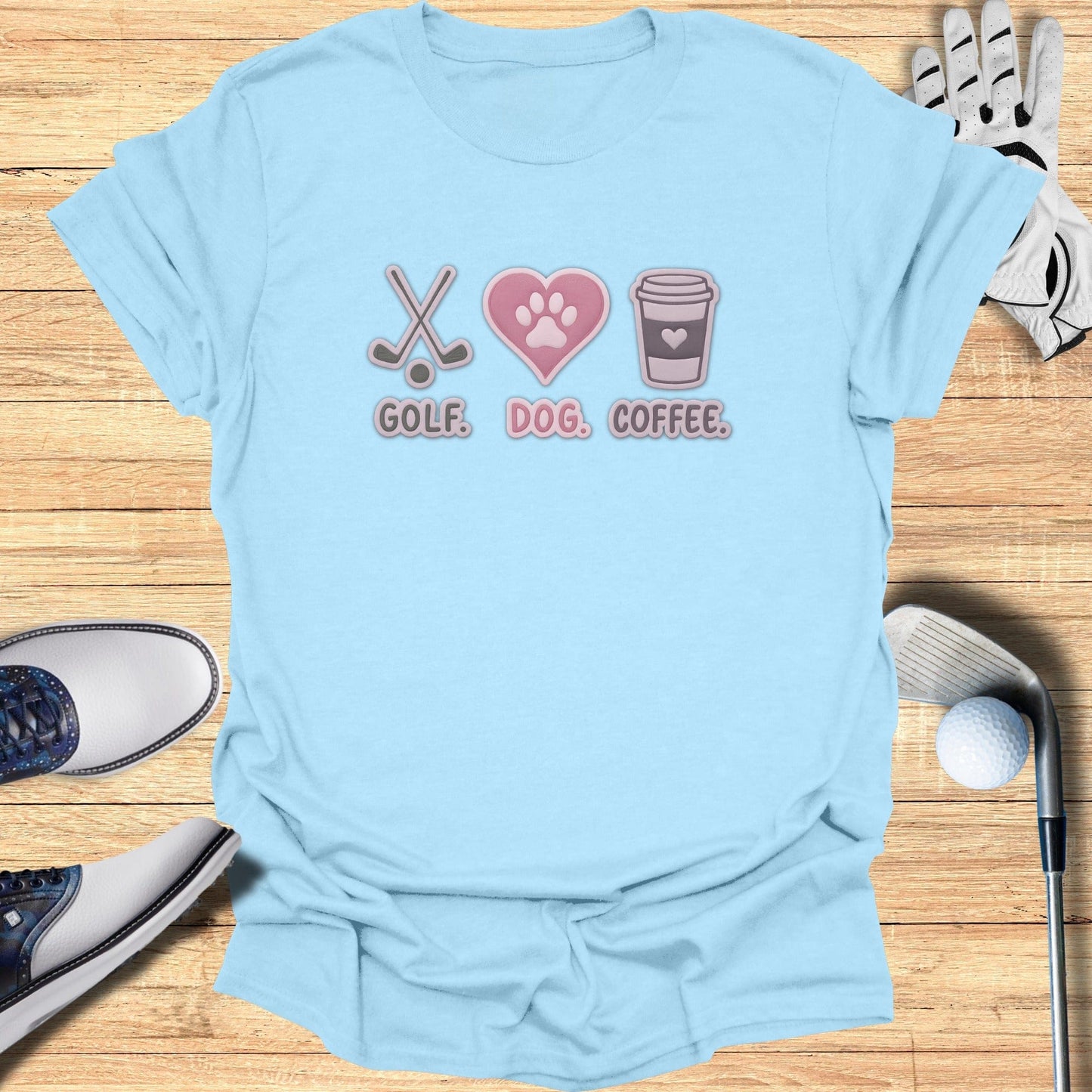 Golf Dog and Coffee Graphic Tee for Casual Wear