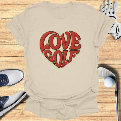 Love Golf Heart Graphic Tee for Sports Enthusiasts