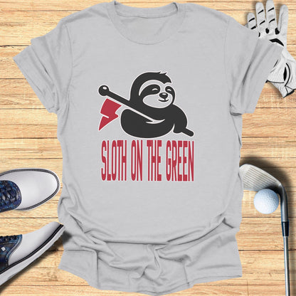 Sloth On The Green Golf Themed Graphic T-shirt