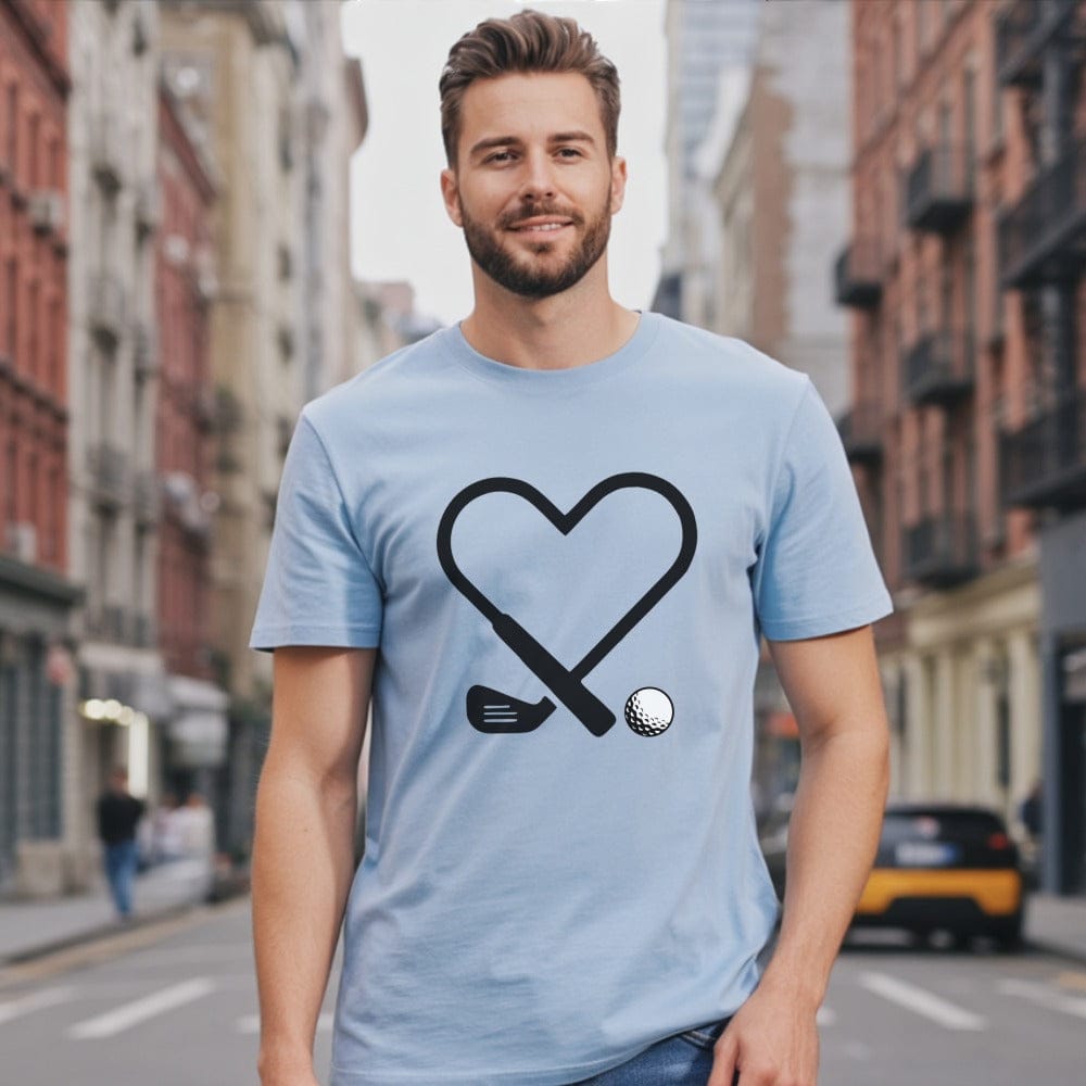 Heart Golf Club and Ball Design Printed Shirt