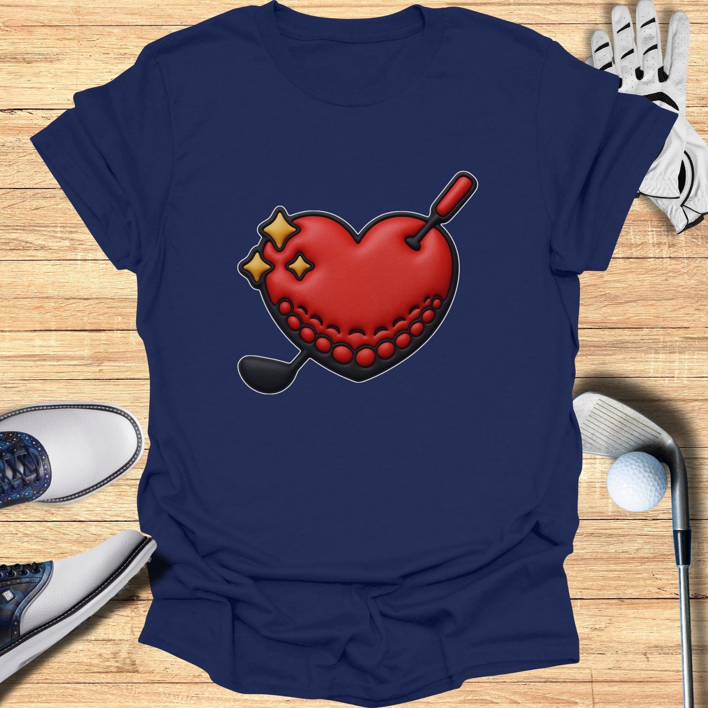 Heart and Golf Club Graphic Tee Golfing Apparel