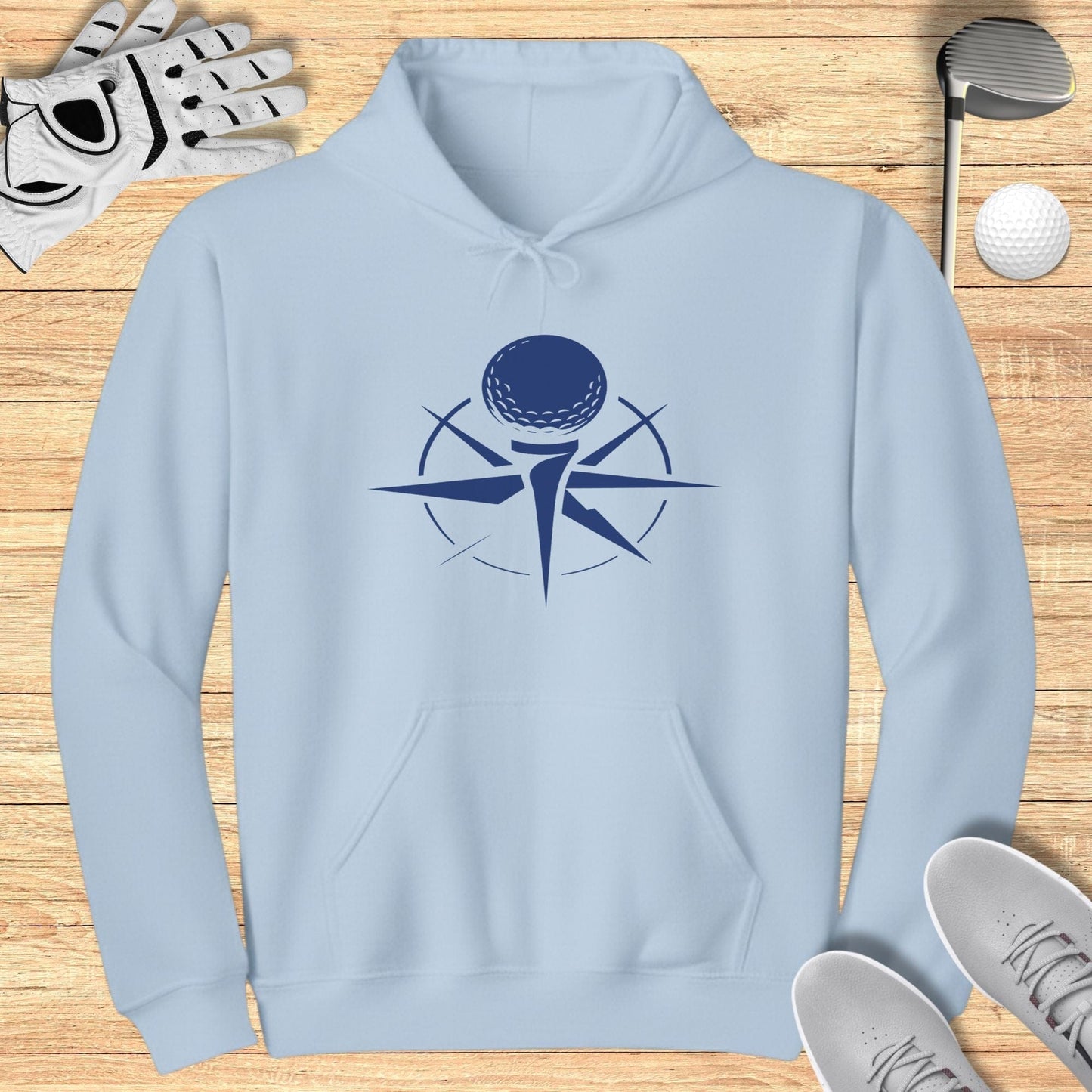 Golfer Artwork Light Blue Hoodie for Stylish Look