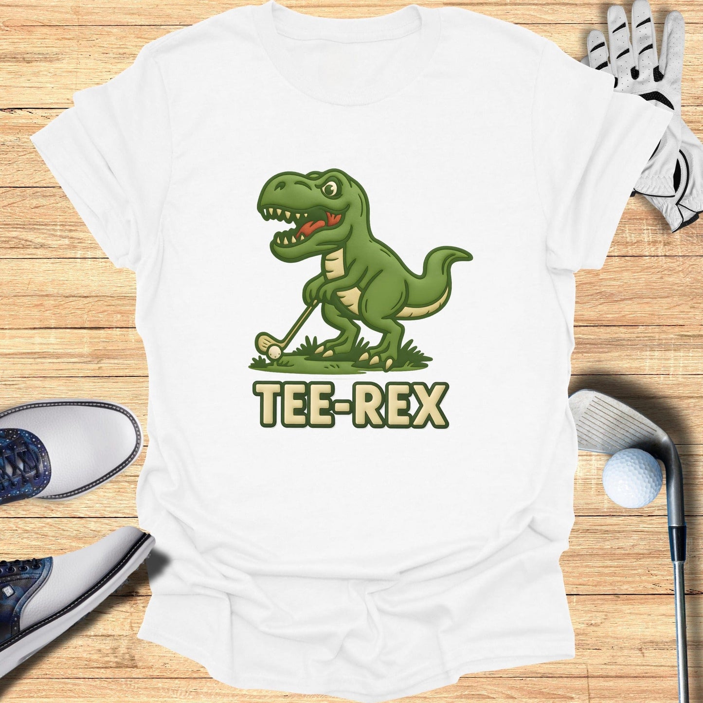 Funny Tee-Rex Dinosaur Golfing T-shirt for Golf Lovers