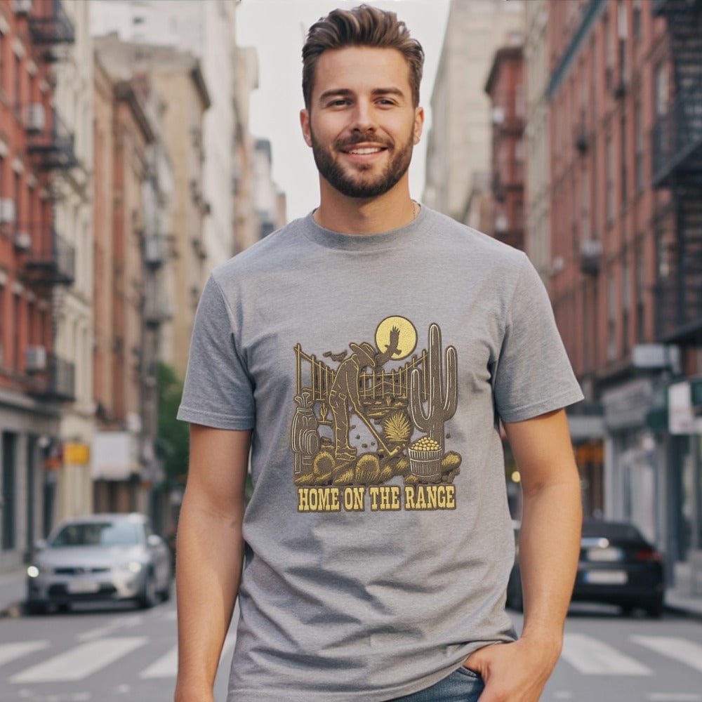 Home on the Range Graphic Printed Grey T-shirt