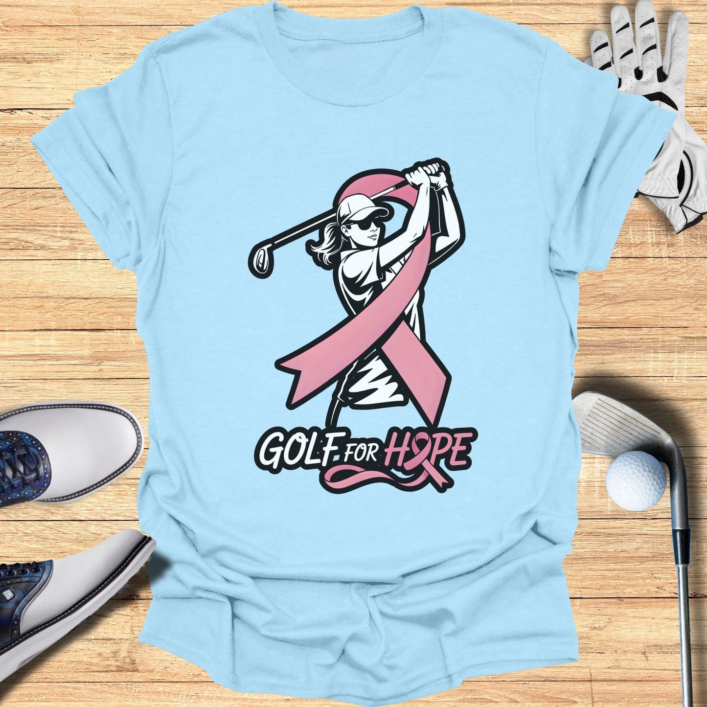 Golf For Hope Graphic Tee Shirt Breast Cancer Awareness