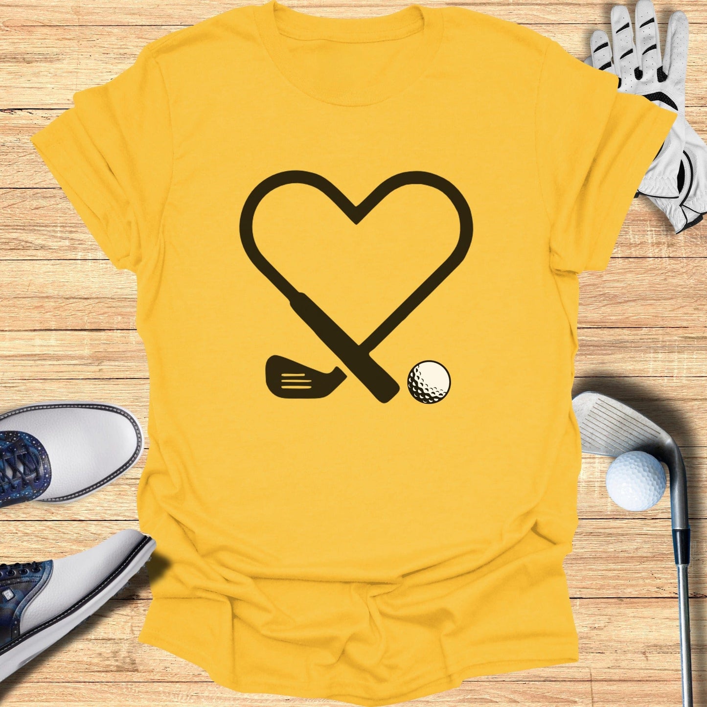 Unique Golf Heart Design T-shirt for Golf Enthusiasts