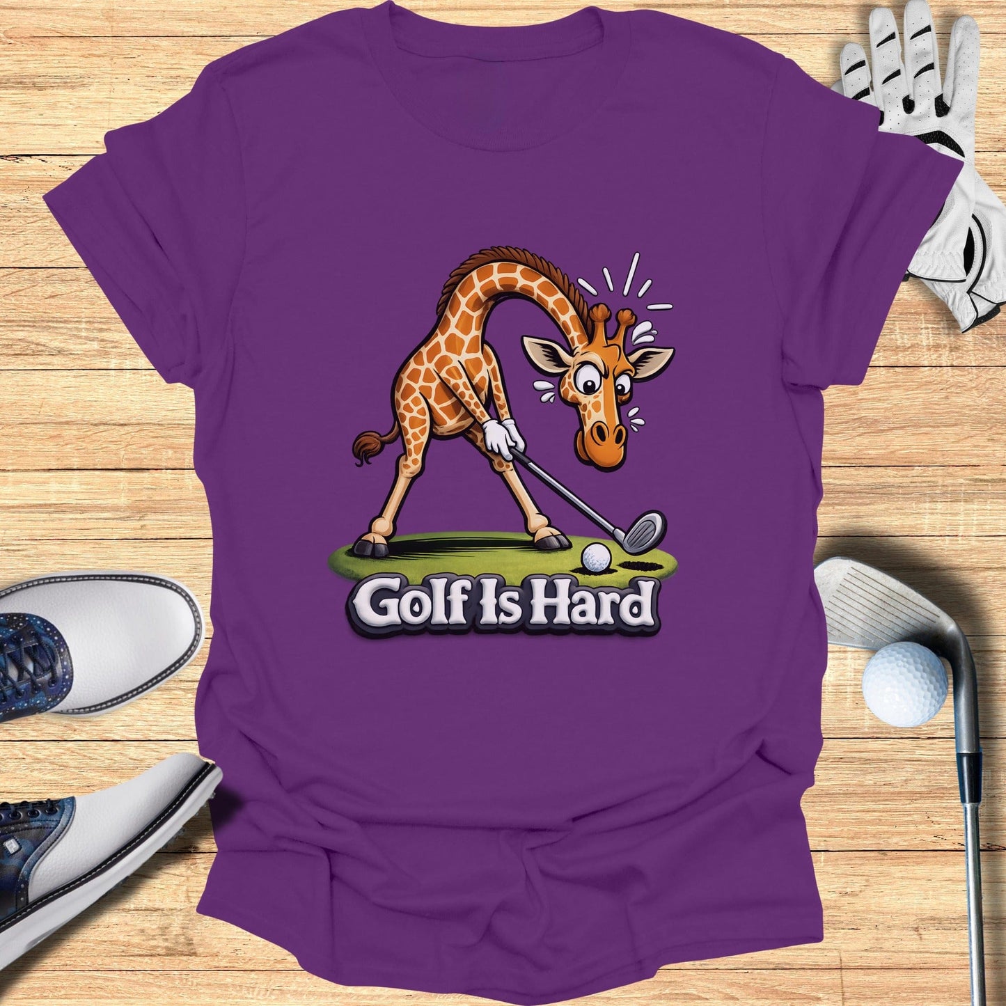 Golf Is Hard Cartoon Giraffe T-Shirt Fun Product