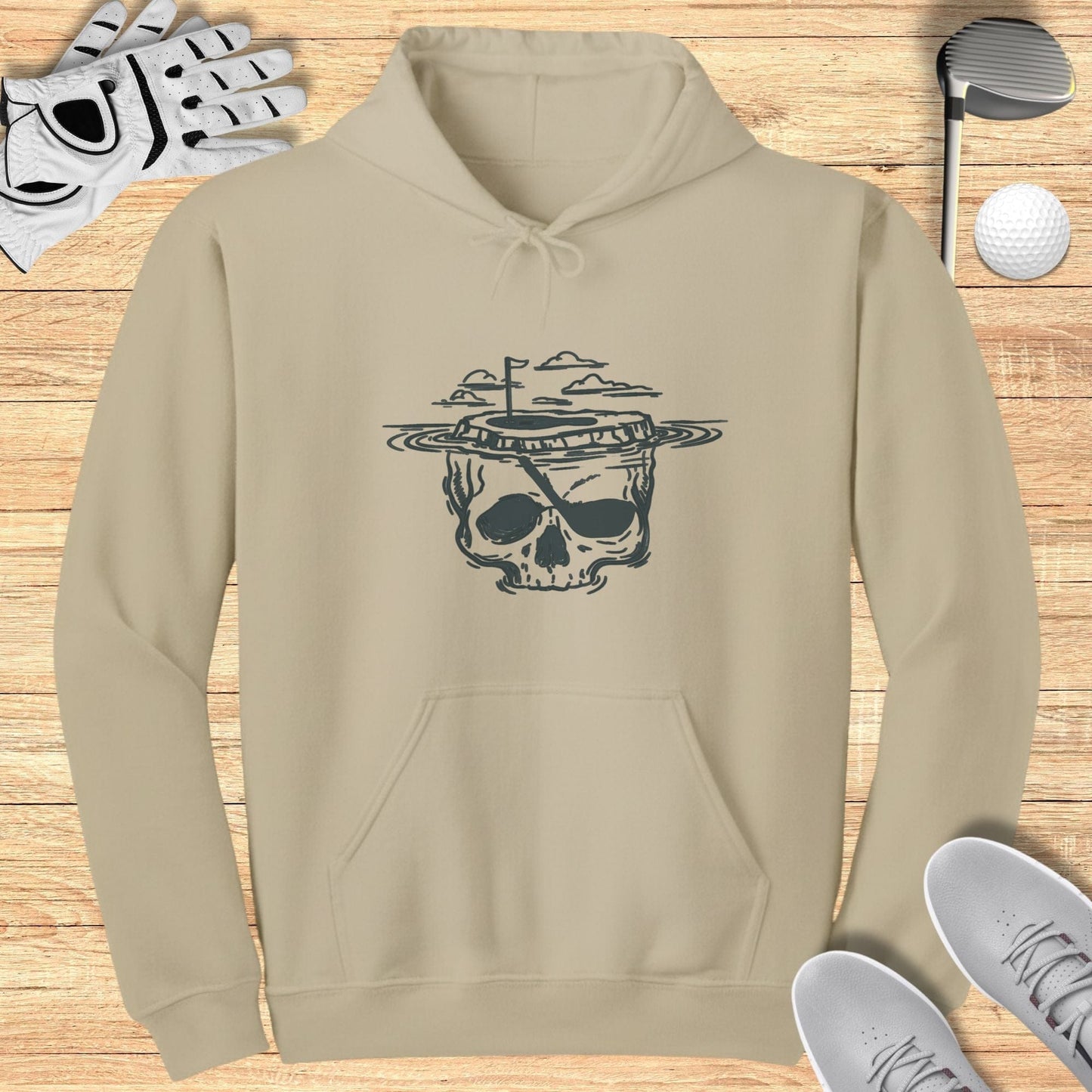 Skull Design Golf Themed Hoodie Apparel