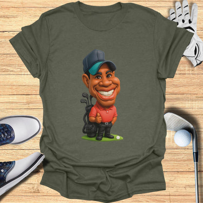 Playful Golfer Graphic T-Shirt with Cartoon Character