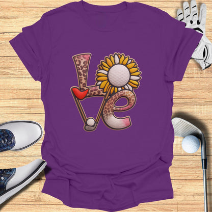 Love Sunflower Golf Heart Graphic T-Shirt