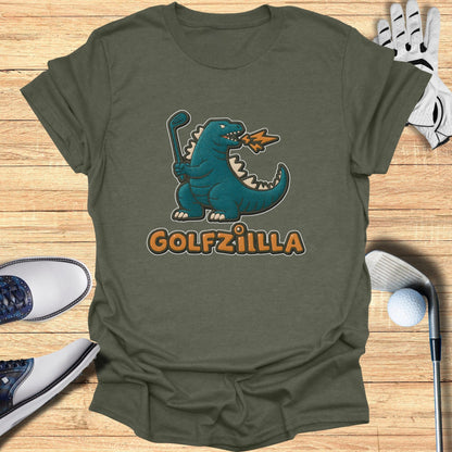 Golfzilla T-Shirt Funny Dinosaur Golfer Graphic Tee