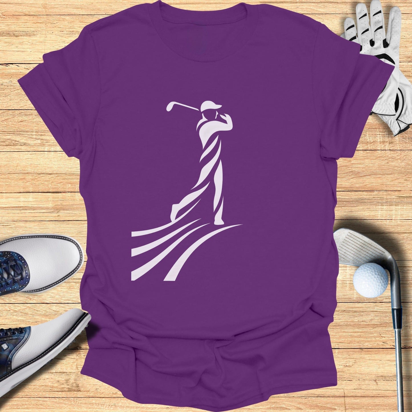 Purple Golf Swing Graphic T-Shirt for Sports Lovers