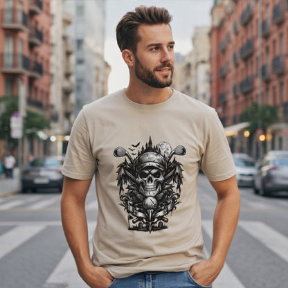 Gothic Skull and Golf Clubs Graphic T-shirt Design