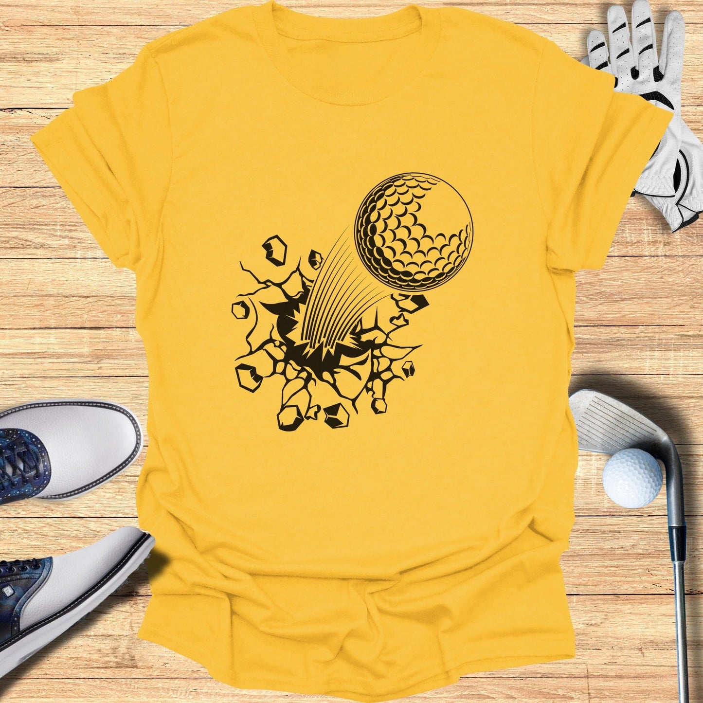 Impactful Golf Ball Graphic Yellow T-shirt product