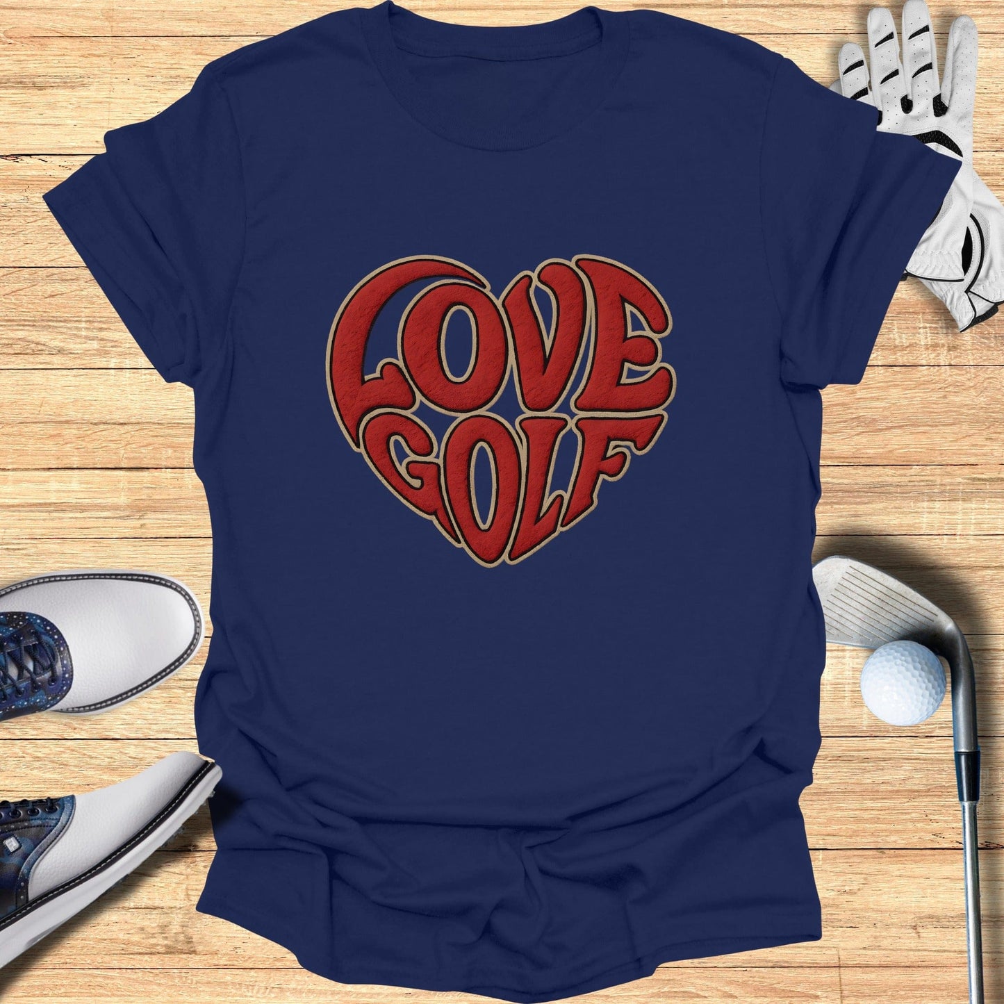 Love Golf Heart Design Shirt for Golf Fans