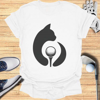 Cat and Golf Ball Printed Graphic Tee