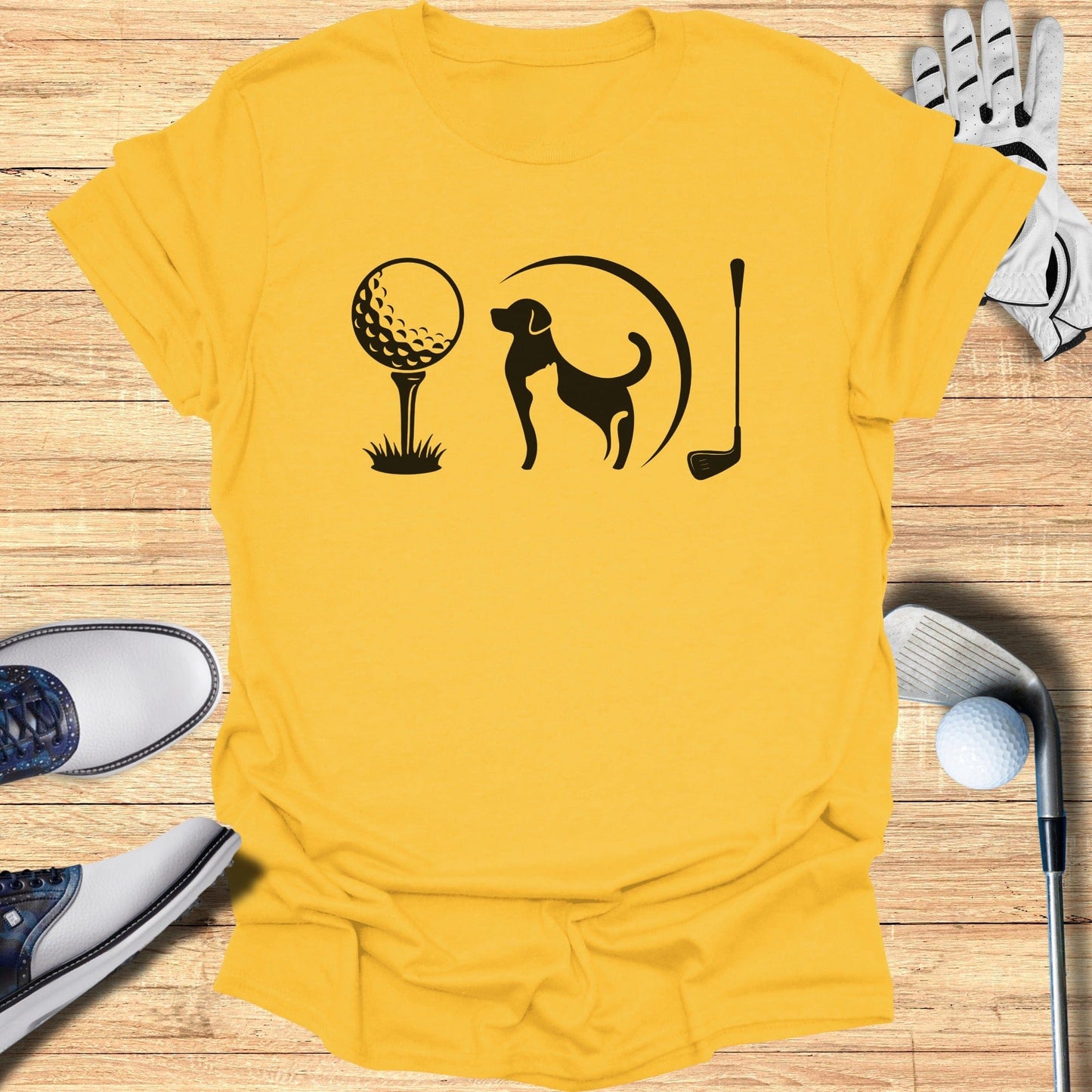 Funny Dog Golf Art Graphic Tee for Sport Enthusiasts