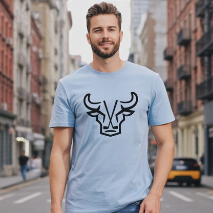 Stylish T-Shirt with Bold Bull Head Design for Men