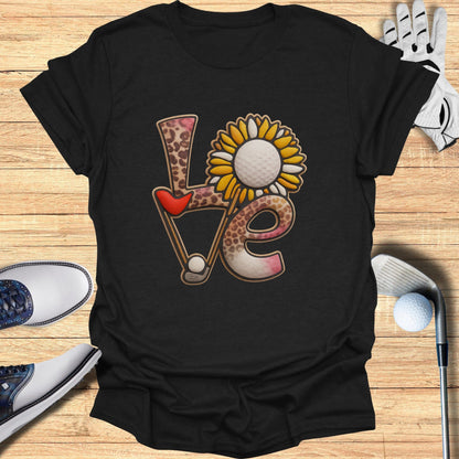 Love Golf Sunflower and Leopard Print T-Shirt