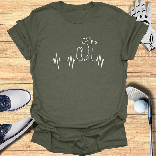Golf Heartbeat Design Graphic Tee Shirt Product